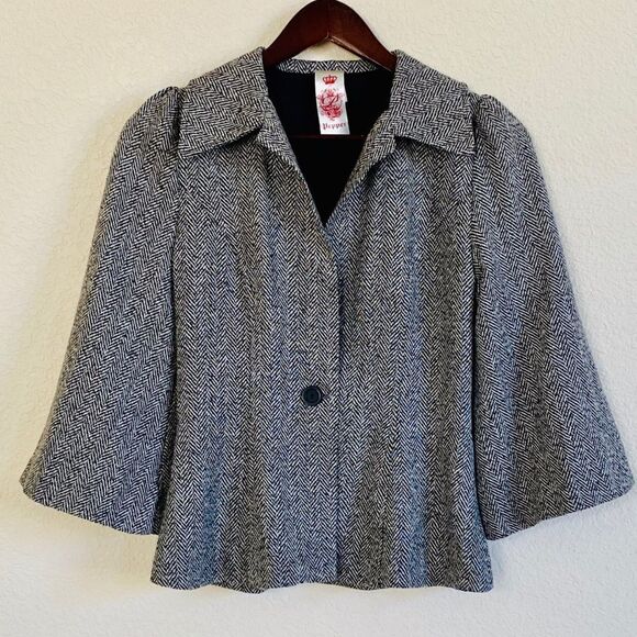Vintage Pepper Houndstooth A-Line Jacket Sz S - Picture 3 of 9